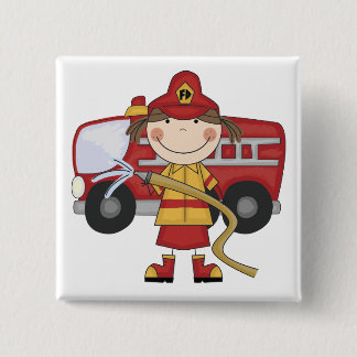Weibliche Feuerwehrmann-T - Shirts und Geschenke Button