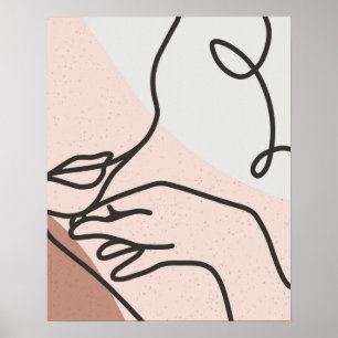 Weibliche Figur Einstrichzeichnung Abstraktes Kuns Poster