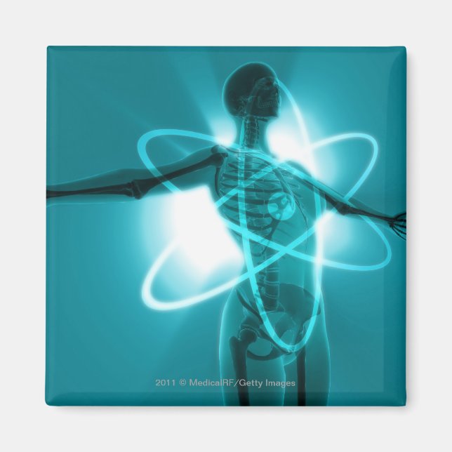 weibliche Figur mit einem Overlay eines atomaren S Magnet (Vorne)
