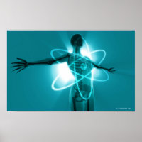 weibliche Figur mit einem Overlay eines atomaren S