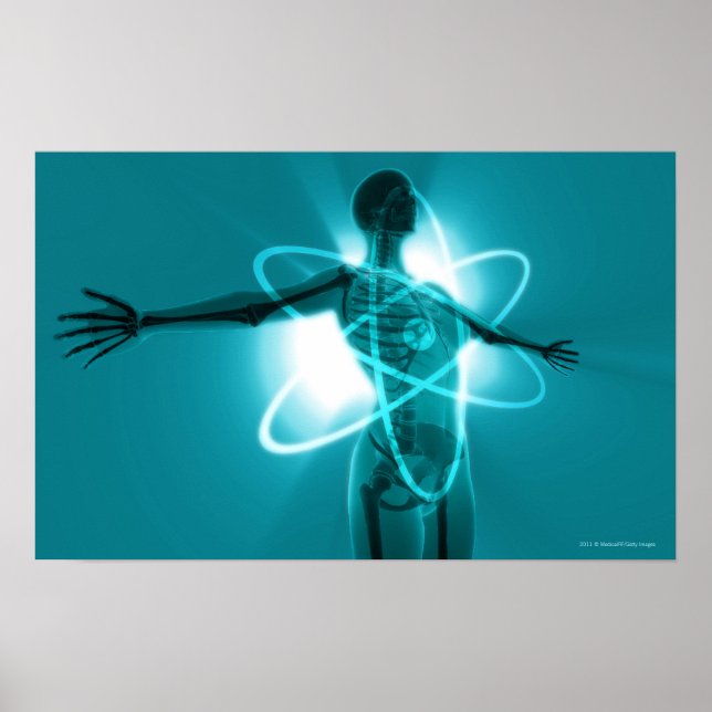 weibliche Figur mit einem Overlay eines atomaren S Poster (Vorne)