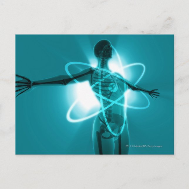 weibliche Figur mit einem Overlay eines atomaren S Postkarte (Vorderseite)