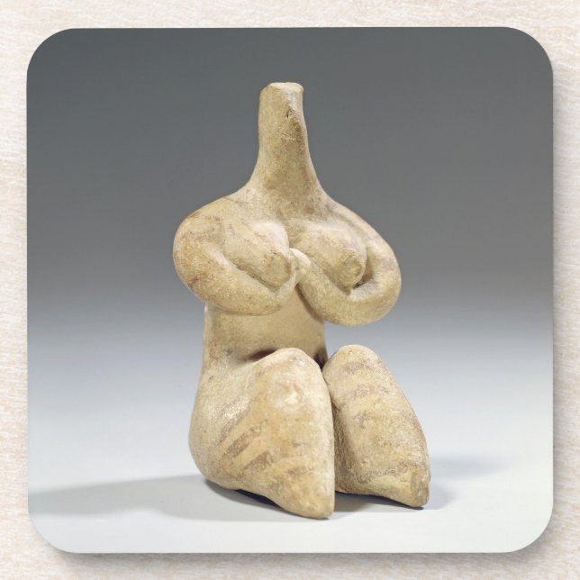 Weibliche Figürchen in der Halaf Art, c.4500 BC Getränkeuntersetzer (Vorderseite)