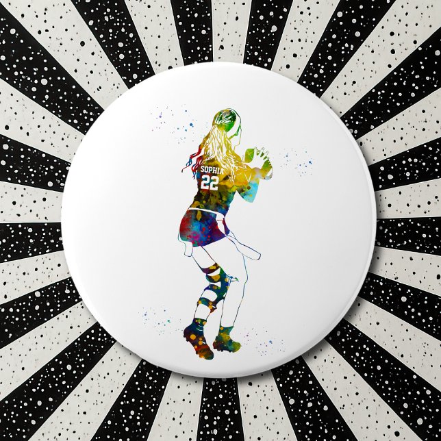 weibliche Flag-Football-Spielerin Button (Von Creator hochgeladen)