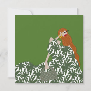 Weibliche Florale Mode-Illustrationskunstkarte Einladung