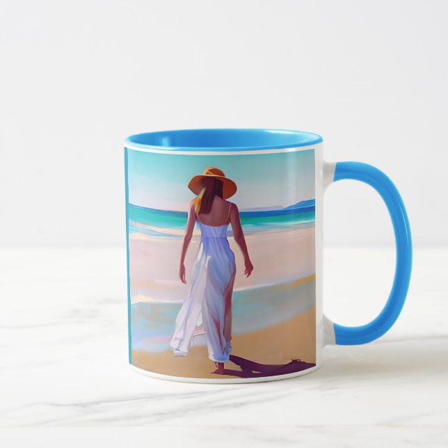 Weibliche Frau am Strand Tasse (Rechts)