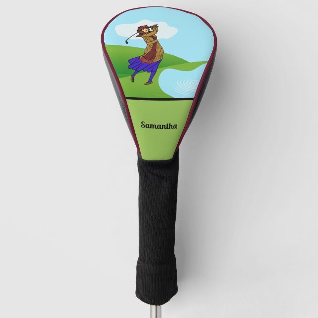 Weibliche Golfer, die über Wassergefahr fahren Golf Headcover (Vorderseite)