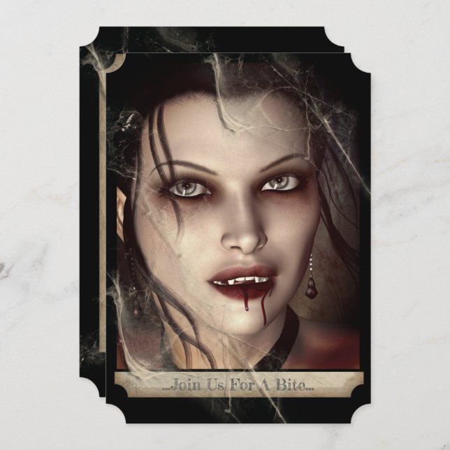 Weibliche Gothic Vampire Halloween Einladung (Vorne/Hinten)