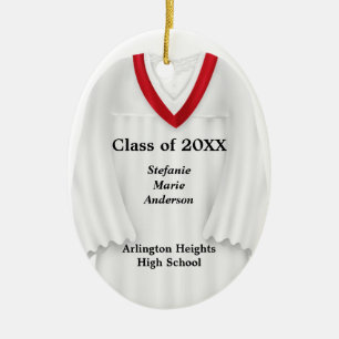 Weibliche Grau-Gown, Weiß- und Rotschmuck Keramikornament