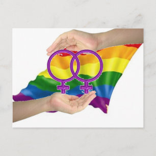 Weibliche Hände und Symbole Postkarte