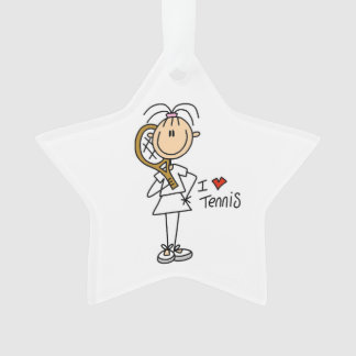 Weibliche I Liebe Tennis Akrylverzierung Ornament