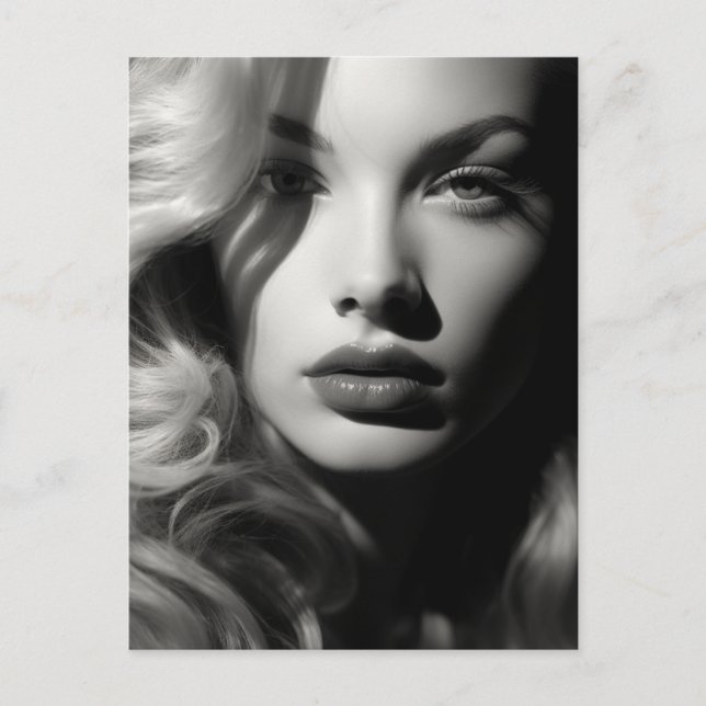 Weibliche in Schwarz und Weiß Postkarte (Vorderseite)
