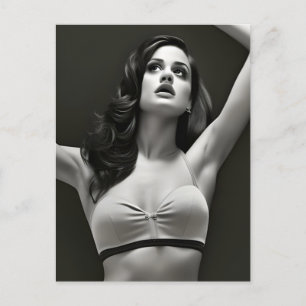 Weibliche in Schwarz und Weiß Postkarte