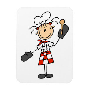 Weibliche Köchin mit Handschuhen und Holzlöffel Magnet