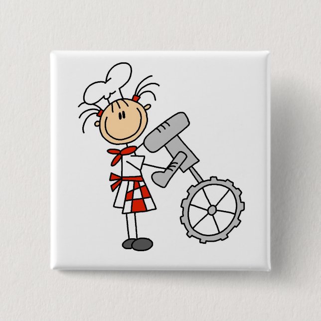 Weibliche Köchin mit Mixer Button (Vorderseite)