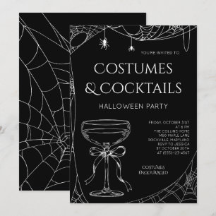 Weibliche Kostüme und Cocktails Erwachsene Hallowe Einladung