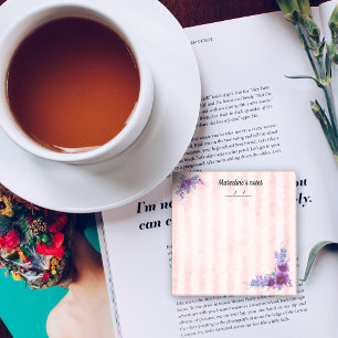 Weibliche lila Blume und weiche rosa Streifen 3 Zo Post-it Klebezettel