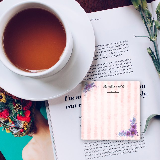 Weibliche lila Blume und weiche rosa Streifen 3 Zo Post-it Klebezettel (Von Creator hochgeladen)