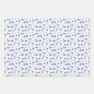 Weibliche Lila Ditsy-Muster Geschenkpapier Set