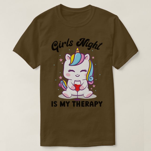 Weibliche Mädchen Nacht ist meine Therapie Unicorn T-Shirt (Design vorne)