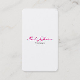 Weibliche Minimalistische Handschrift Weiß Einfach Visitenkarte