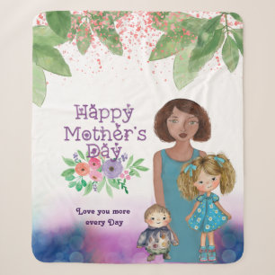Weibliche Mutter mit Kindern   Muttertag Sherpadecke