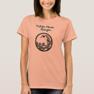 Weibliche Nackenblüte Weißer Heron Sangha TShirt