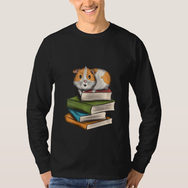 Weibliche Niedliche Guinea Schweinetiere Bücher le T-Shirt (Vorderseite)