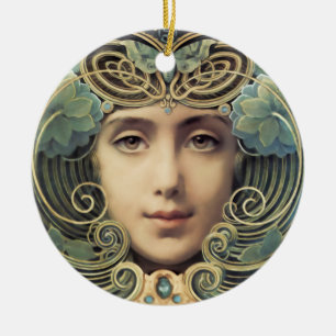 Weibliche Nouveau-Vintage-Schönheit Keramikornament
