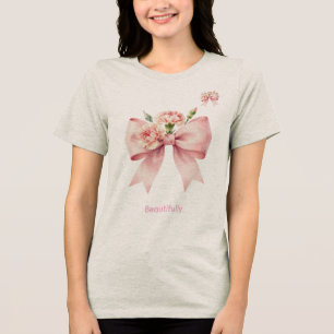 Weibliche Pastell-Blumenkunst Tri-Blend Shirt