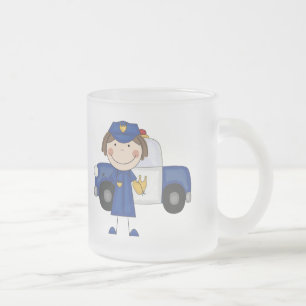 Weibliche Polizeibeamte-T-Shirts und Geschenke Mattglastasse