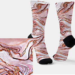 Weibliche Quarz Rose Gold Marmortextur Socken