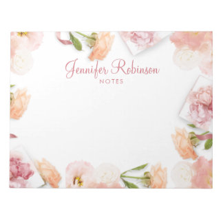 Weibliche Rosa Blumenmotive Notizblock