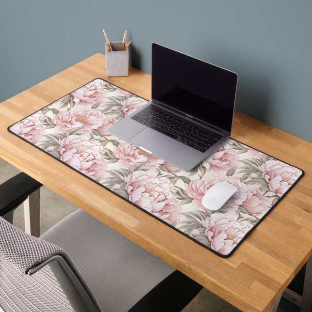 Weibliche Rosa Pink Peony Desk Mat Schreibtischunterlage (Büro 2)