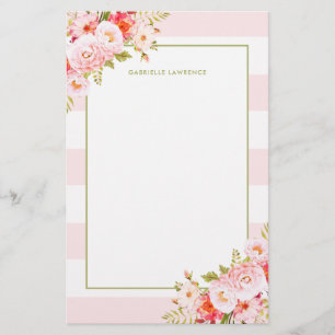 Weibliche rosa Streifen und Briefpapier