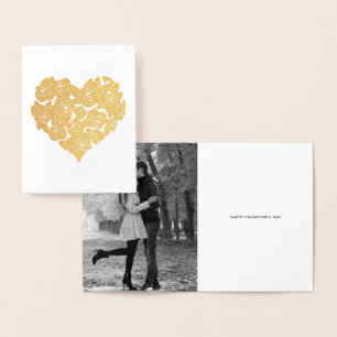 Weibliche Rose Herzcluster Valentinstag-Karte Folienkarte