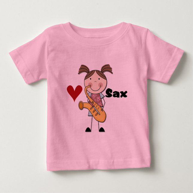 Weibliche Saxophon-Spieler-T-Shirts und Geschenke Baby T-shirt (Vorderseite)
