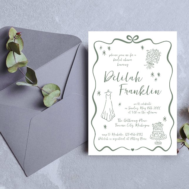 Weibliche Stimmen | Hand Drawn Doodle | Brautparty Einladung (Von Creator hochgeladen)