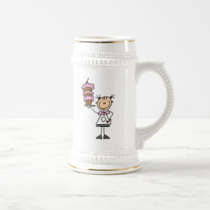 Weibliche Stockfigur-Bäckerin Bierglas
