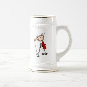 Weibliche Stockfigur-Golferin Bierglas