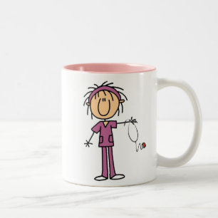 Weibliche Stockfigur Krankenschwester Zweifarbige Tasse
