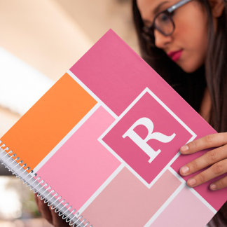 Weibliche Streifen mit Monogramm Notizbuch