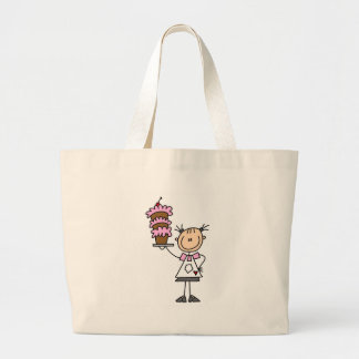 Weibliche Strichmännchen-Bäcker-T-Shirts und Jumbo Stoffbeutel