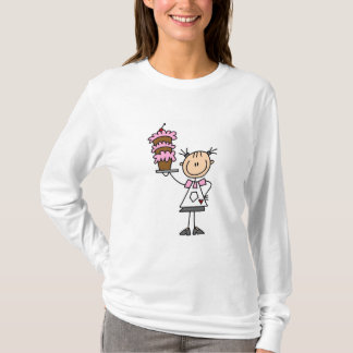 Weibliche Strichmännchen-Bäcker-T-Shirts und T-Shirt