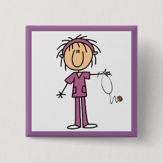 Weibliche Strichmännchen-Krankenschwester Button