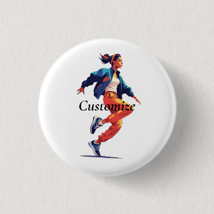 Weibliche Tänzerin Hip Hop Thunder_Cove Button