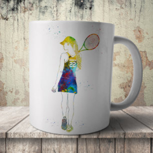 weibliche Tennisspielerin Kaffeetasse
