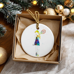 weibliche Tennisspielerin Keramik Ornament