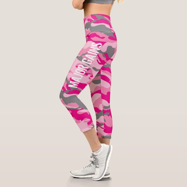 Weibliche Trainerin Rosa Camouflage Individuelle N Capri Leggings (Links)
