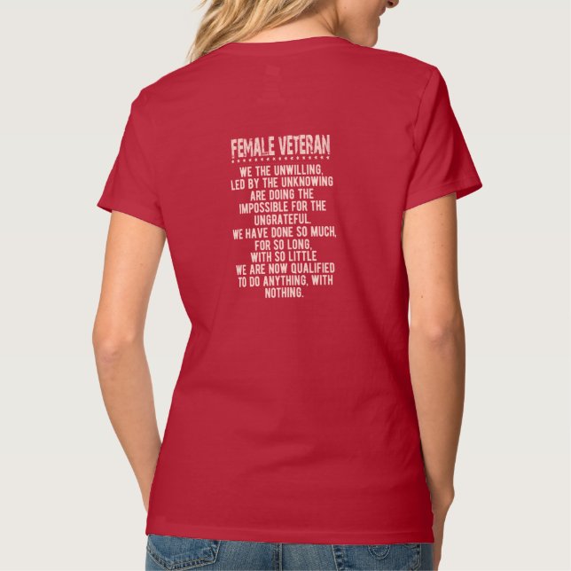 Weibliche Veteran Frauen Unwillige Frauen T - Shir T-Shirt (Rückseite)